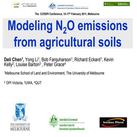 Modelling nitrous oxide emissions from agricultural soils - Deli Chen ...