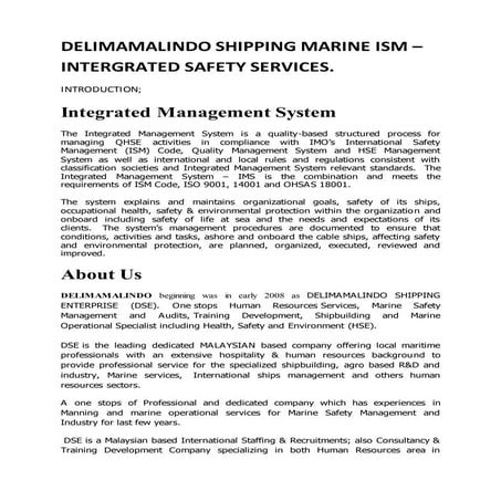 Delimamalindo shipping marine services