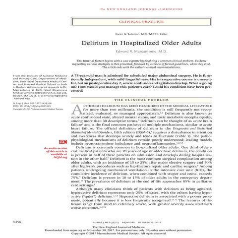 Delirium en el paciente hospitalizado