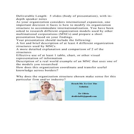 Deliverable Length  5 slides (body of presentation), with in-depth .docx