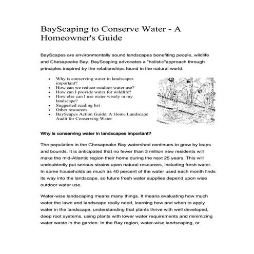 Bayscaping to Conserve Water: A Homeowner's Guide - Chesapeake Bay, Maryland