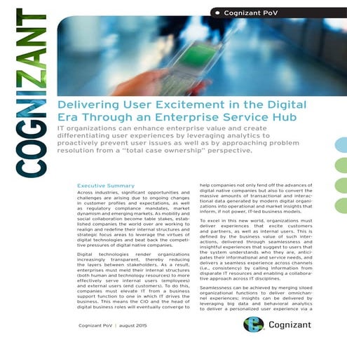 Delivering User Excitement in the Digital Era Through an Enterprise Service Hub