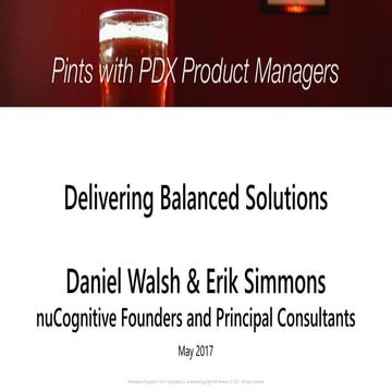 Delivering balanced solutions by nu cognitive for pints with pdx product mana...