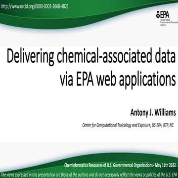 Delivering chemical-associated data via EPA web applications