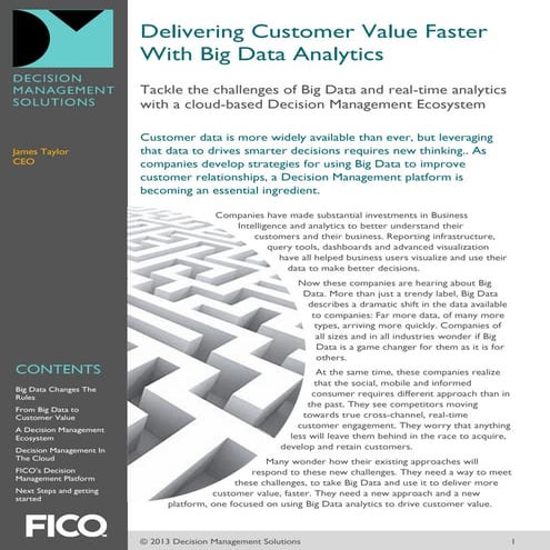 Delivering customer value faster with Big Data analytics
