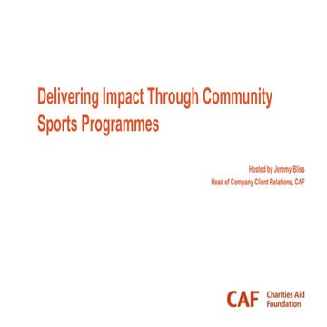Delivering impact through community sports programmes