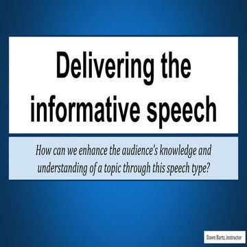 Delivering the Speech of Information
