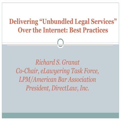 Delivering unbundled legal services  2012