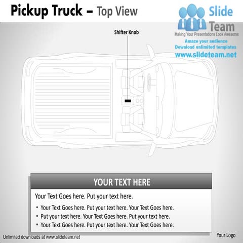 Deliver pickup brown truck top view power point slides and ppt diagram templa...