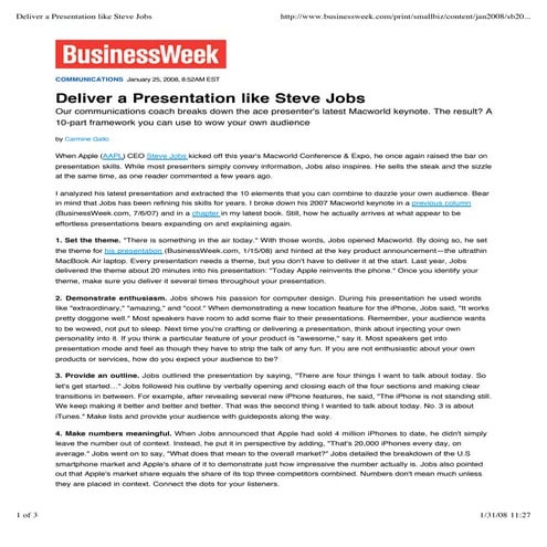 Deliver presentation like Steve Jobs
