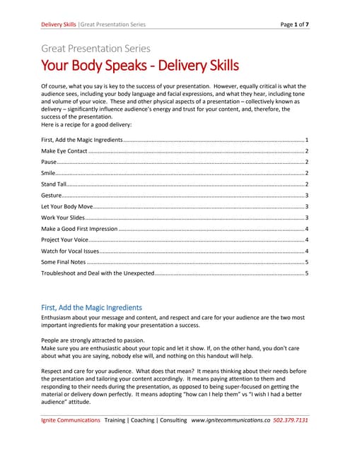 Presentation Delivery Skills How-To