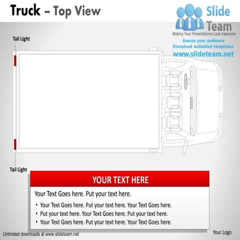 Delivery blue truck top view power point slides and ppt diagram templates 