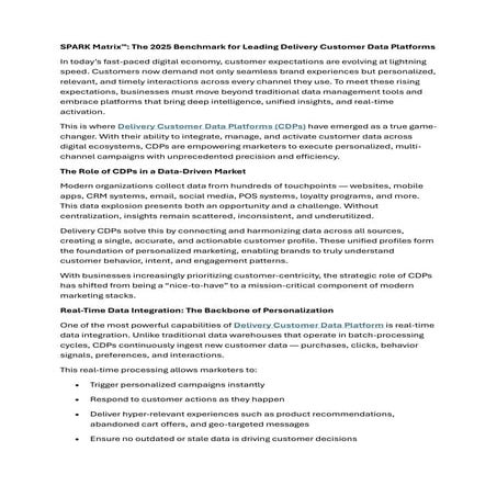 SPARK Matrix™: The 2025 Benchmark for Leading Delivery Customer Data Platforms