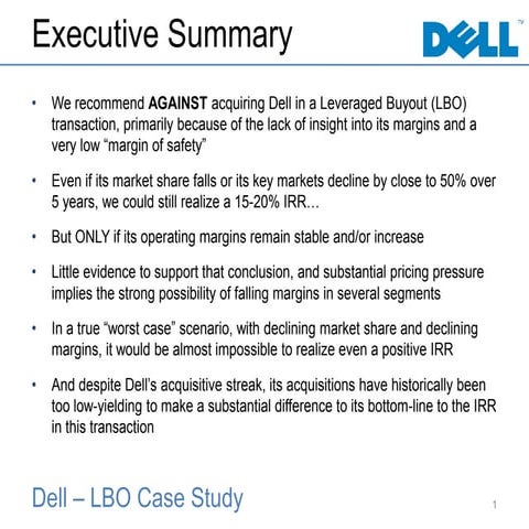 DELL-LBO-Case-Study-Presentation.pdf Example | PDF