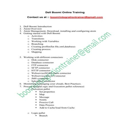 Dell boomi course content