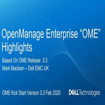 Dell EMC OpenManage Enterprise Ovierview 3.3