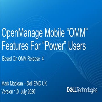 Dell emc open manage mobile "omm" feature tour