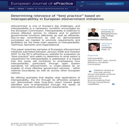 Determining relevance of “best practice” based on interoperability in Europea...