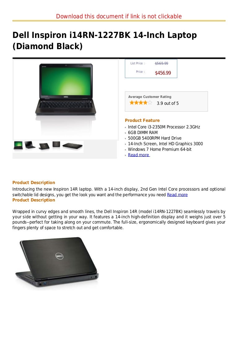 Dell Inspiron I14 Rn 1227bk 14 Inch Laptop Diamond Black
