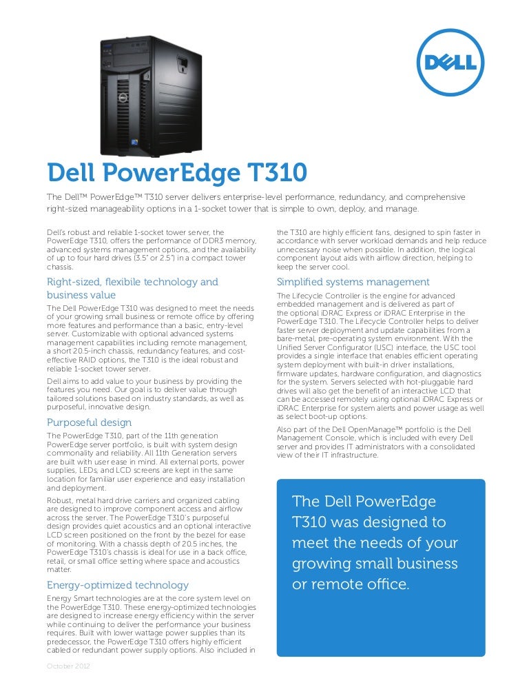 Dell poweredge t310 spec sheet