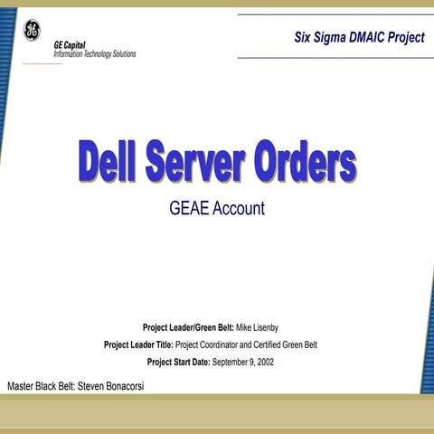 Dell Server Ordering Six Sigma Case Study