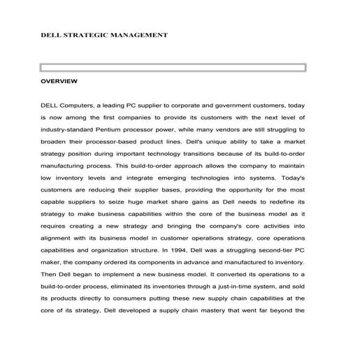 Dell strategic management