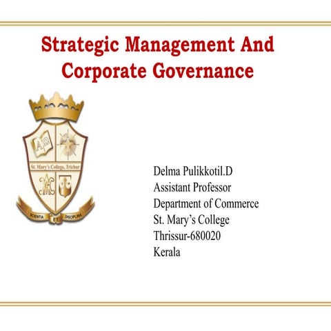 Commerce-Strategic Management And Corporate Governance  
