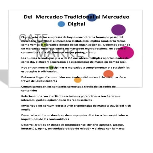Del  mercadeo tradicional al mercadeo digital