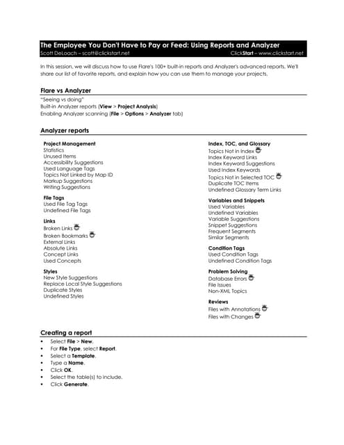 Using MadCap Flare Reports and MadCap Analyzer - MadWorld 2013, Scott DeLoach...
