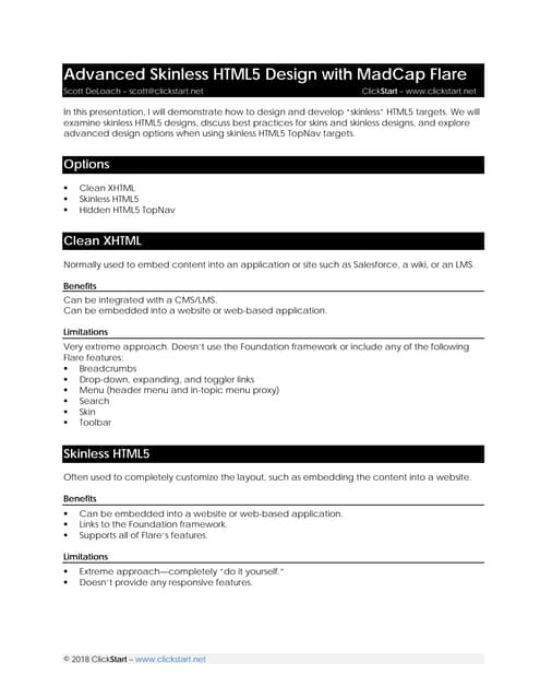 Advanced Skinless HTML5 Design with MadCap Flare - MadWorld 2018, Scott DeLoa...