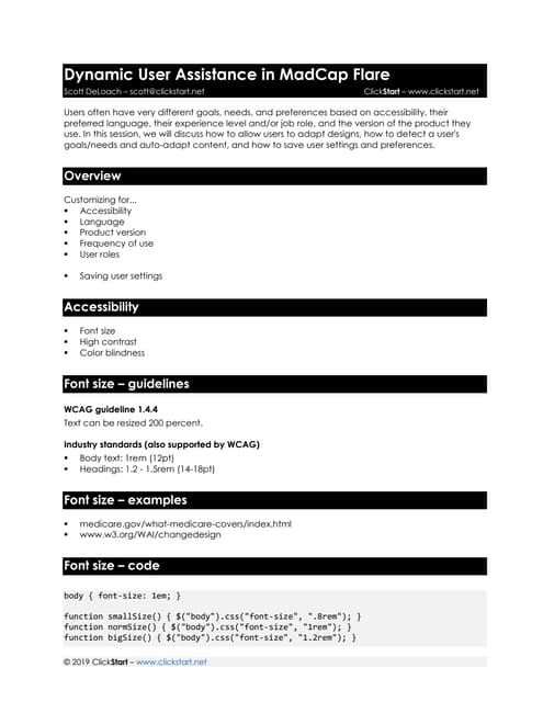 Dynamic User Assistance in MadCap Flare - MadWorld 2019, Scott DeLoach, Click...