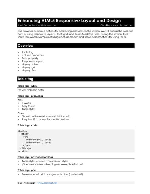 Enhancing MadCap Flare HTML5 Responsive Layout and Design - MadWorld 2019, Sc...