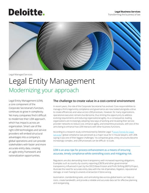 Legal Entity Management: Modernizing your approach