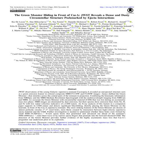 The Green Monster Hiding in Front of CasA: JWST Reveals a Dense and Dusty Cir...