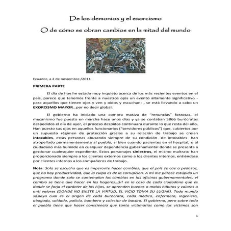 De los demonios y el exorcismo