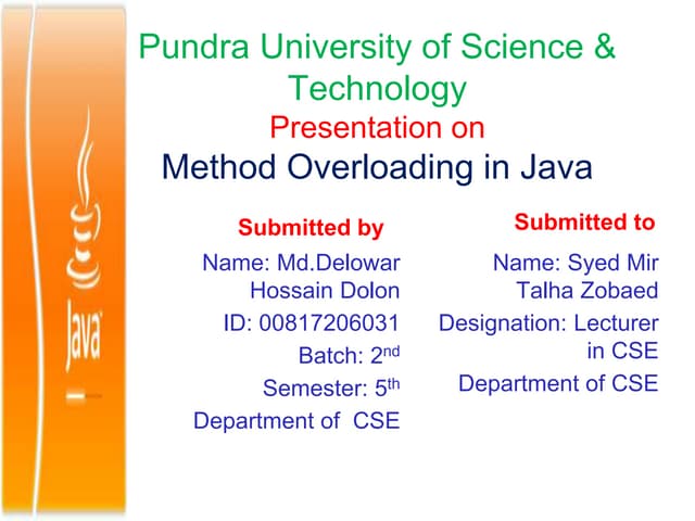 Method Overloading in Java | PPT