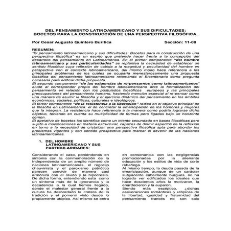 Del pensamiento latinoamericano y sus dificultades