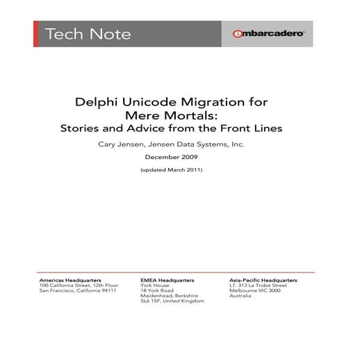 Delphi Unicode Migration for Mere Mortals