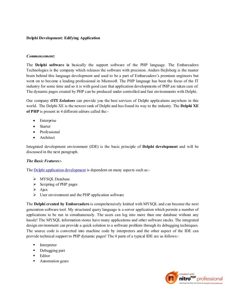 Delphi application software Delphi application software