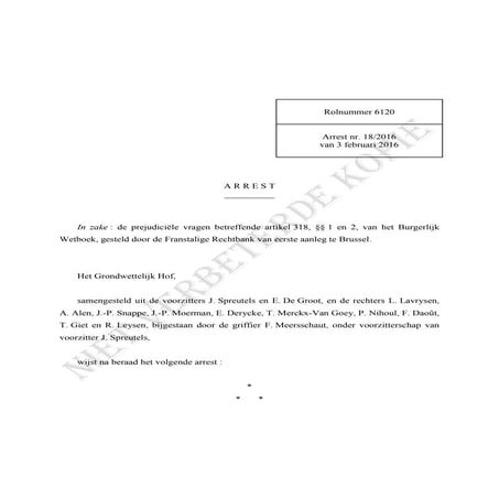 Uitspraak Grondwettelijk Hof in zaak Delphine Boel