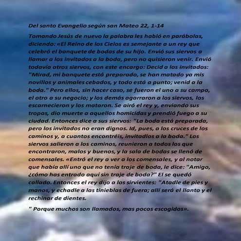  LECTIO DIVINA EVANGELIO DOMINICAL mateo 22