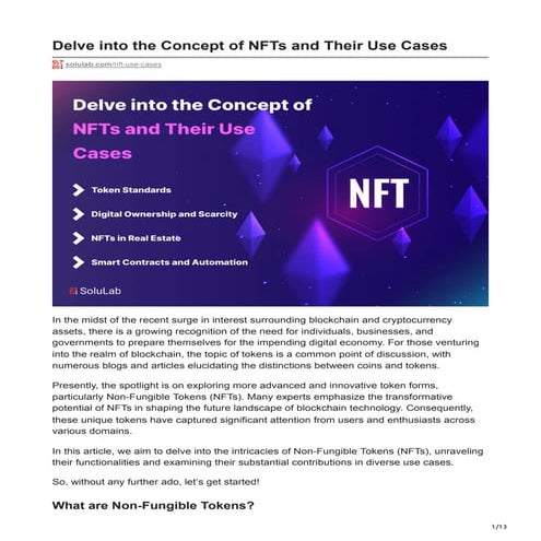 Delve into the Concept of NFTs and Their Use Cases.pdf