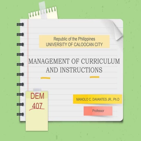 Management of Instruction and Curriculum
