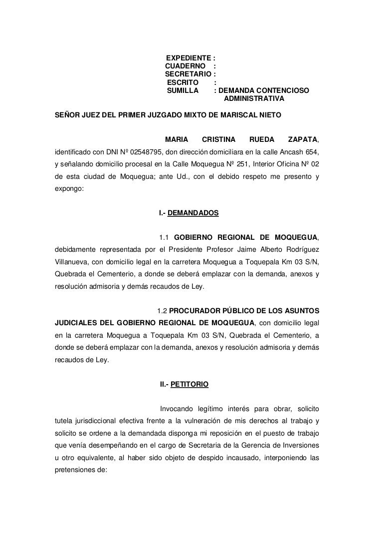 Demanda contencioso administrativa de reposición