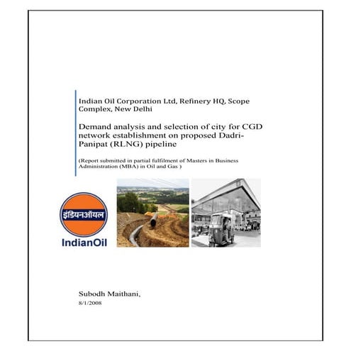 Demand Analysis And Selection Of City For Cgd Network Establishment On Propos...