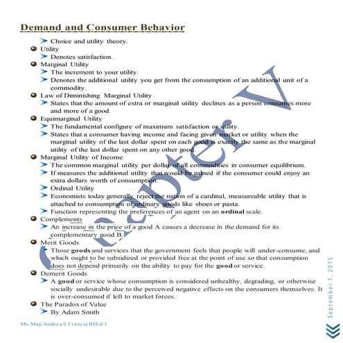 Demand and consumer behavior