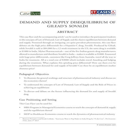 Demand and Supply Disequilibrium of Gilead’s Sovaldi