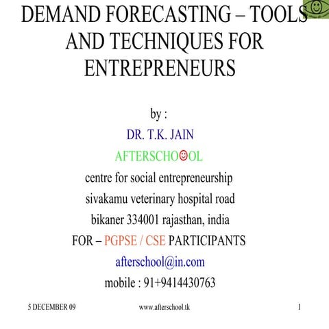 Demand forecasting – tools and techniques for entrepreneurs  