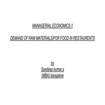 Demand of raw materials towards mc donalds 