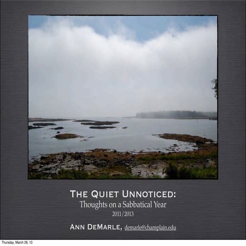 The Quiet Unnoticed - Ann DeMarle Sabbatical 2011-2013